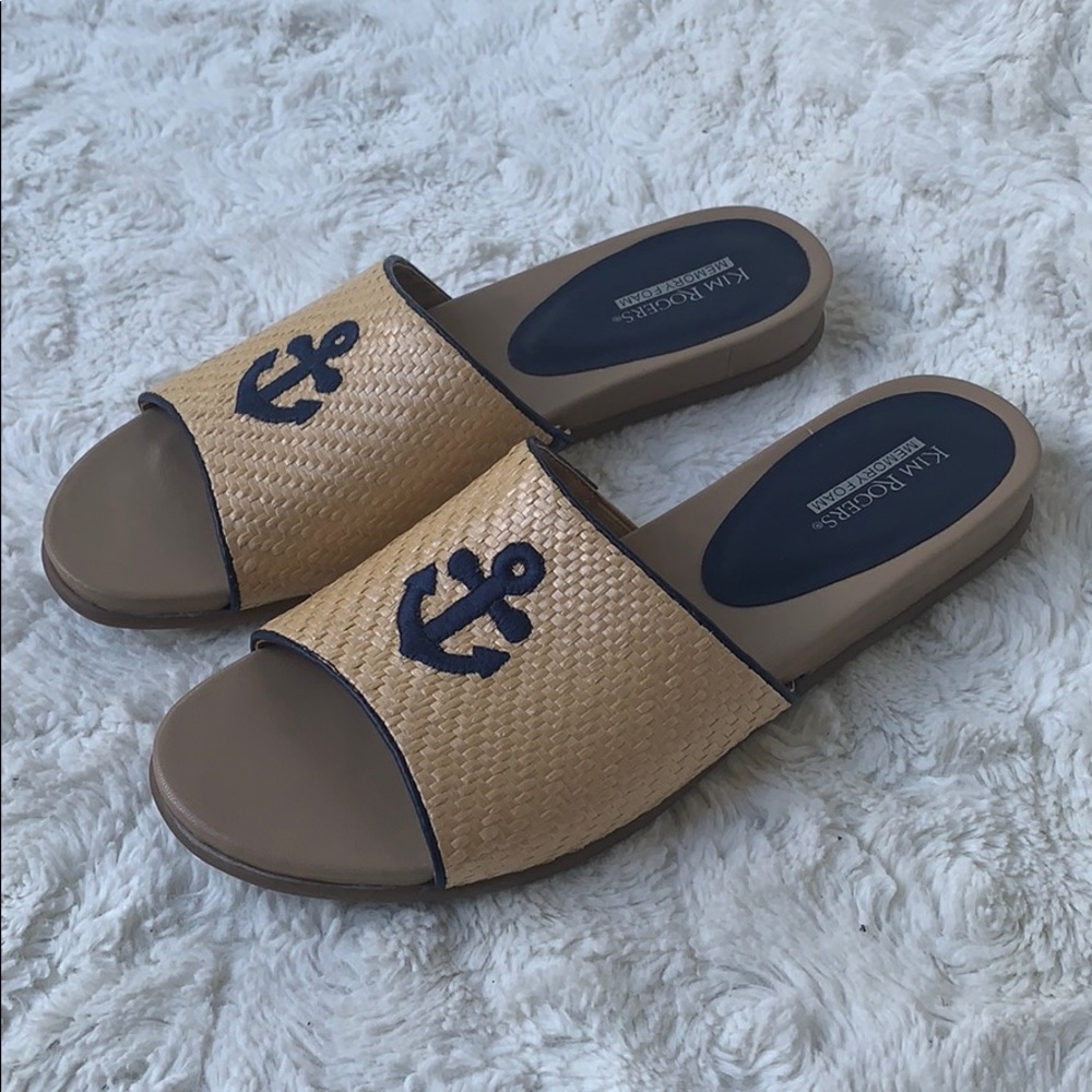 EUC Kim Rogers Straw Anchor SlideOn Sandals Sz8